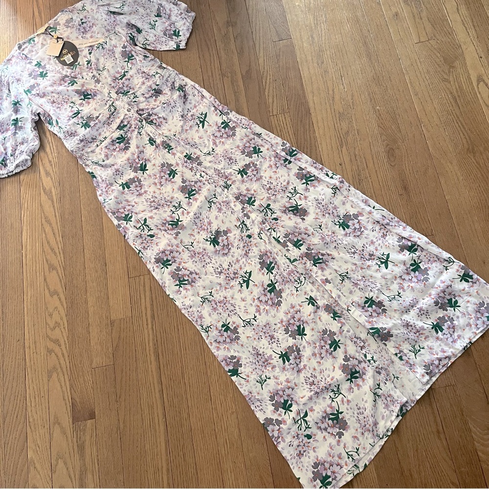 By TiMo Bouquet Floral Print Long Dress Button Down Front Size Small